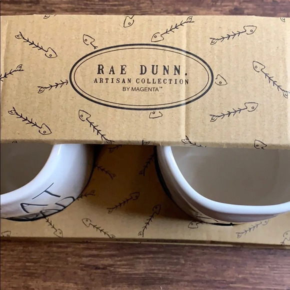 Rae Dunn Mugs Ceramic CAT DAD & MEOW Set New - Picture 6 of 8